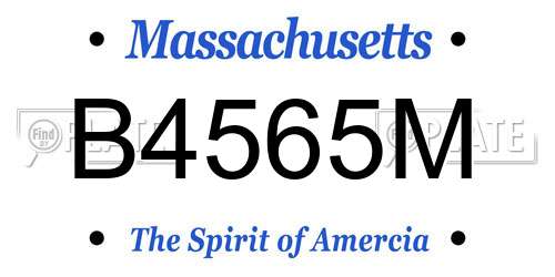 B4565M Massachusetts License Plate