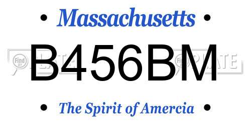 B456BM Massachusetts License Plate