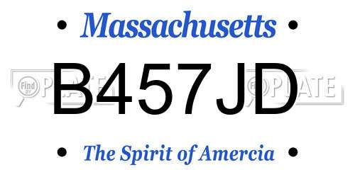 B457JD Massachusetts License Plate