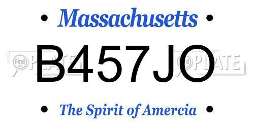 B457JO Massachusetts License Plate