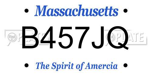 B457JQ Massachusetts License Plate