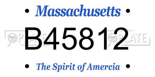 B45812 Massachusetts License Plate