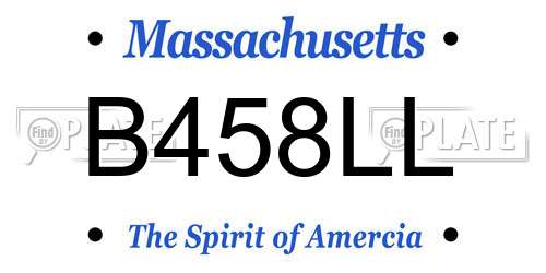 B458LL Massachusetts License Plate