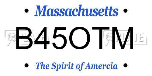 B45OTM Massachusetts License Plate