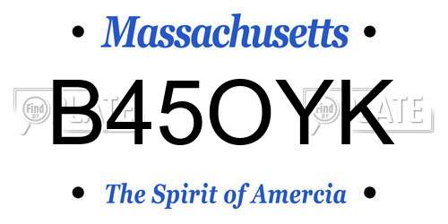 B45OYK Massachusetts License Plate
