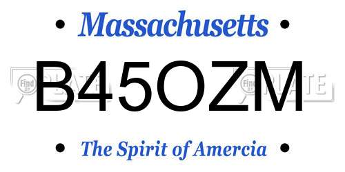 B45OZM Massachusetts License Plate