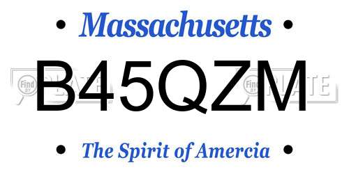 B45QZM Massachusetts License Plate