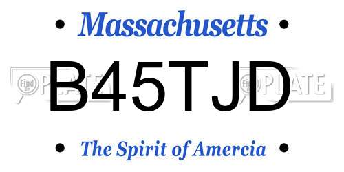 B45TJD Massachusetts License Plate