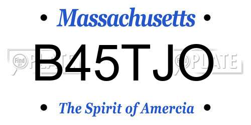 B45TJO Massachusetts License Plate