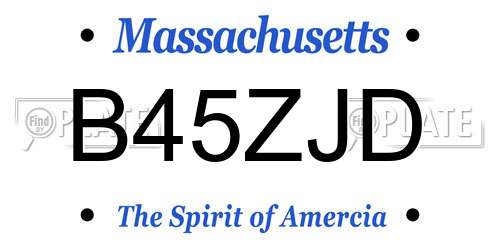 B45ZJD Massachusetts License Plate