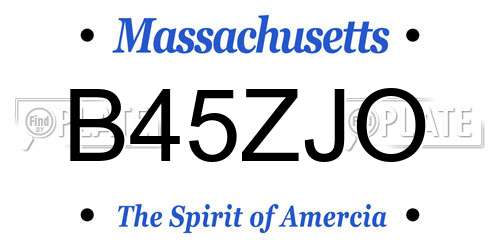 B45ZJO Massachusetts License Plate