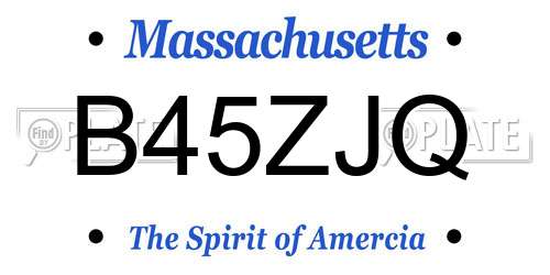 B45ZJQ Massachusetts License Plate