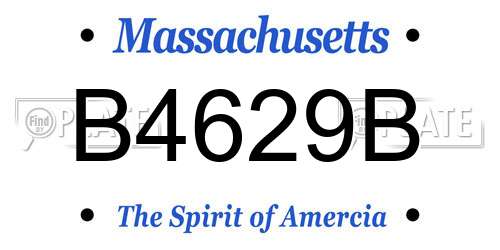 B4629B Massachusetts License Plate