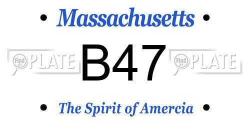 B47 Massachusetts License Plate