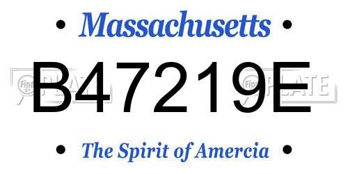 B47219E Massachusetts License Plate