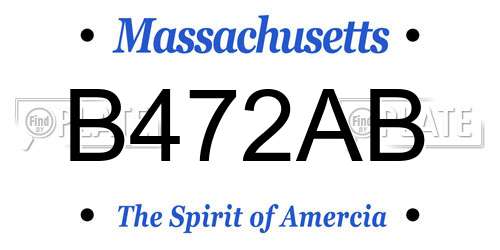B472AB Massachusetts License Plate