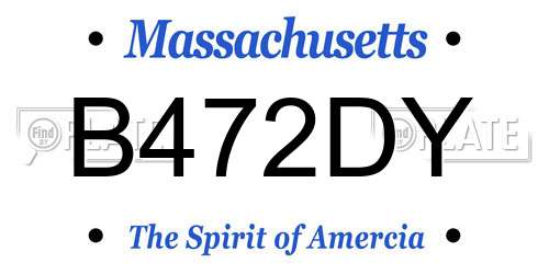 B472DY Massachusetts License Plate