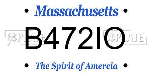 B472IO Massachusetts License Plate