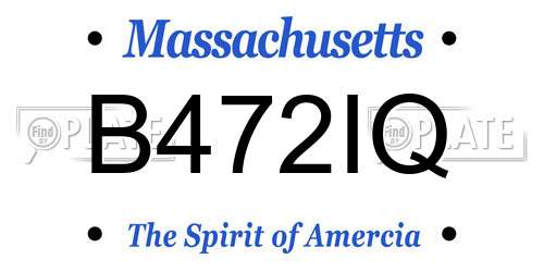 B472IQ Massachusetts License Plate