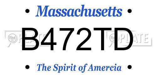 B472TD Massachusetts License Plate