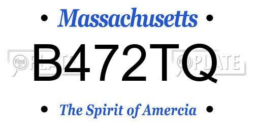 B472TQ Massachusetts License Plate