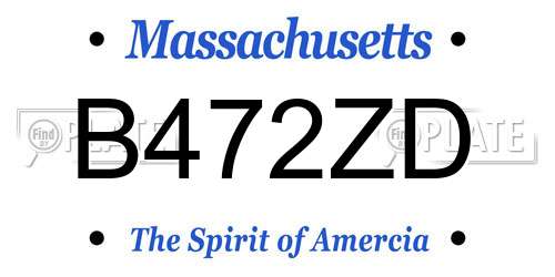 B472ZD Massachusetts License Plate
