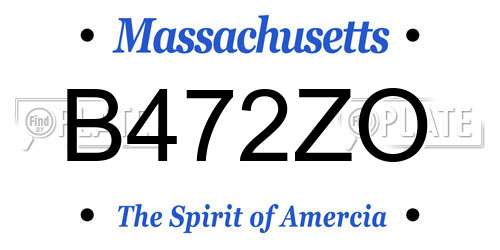 B472ZO Massachusetts License Plate