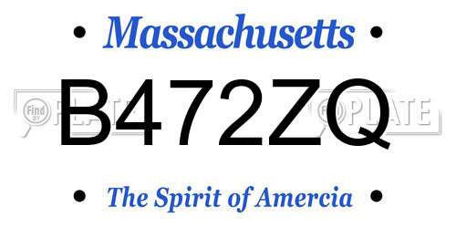 B472ZQ Massachusetts License Plate