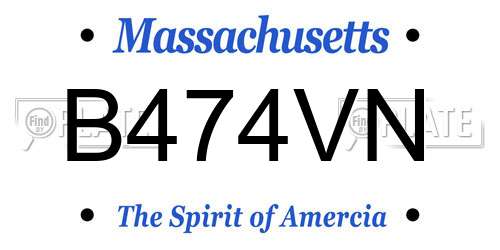 B474VN Massachusetts License Plate