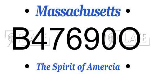 B47690O Massachusetts License Plate