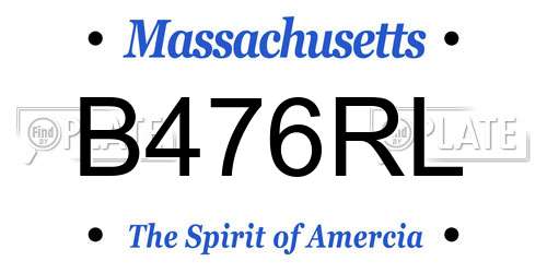 B476RL Massachusetts License Plate