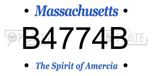 B4774B Massachusetts License Plate