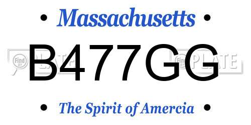 B477GG Massachusetts License Plate
