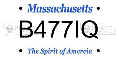 B477IQ Massachusetts License Plate