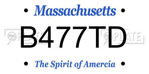 B477TD Massachusetts License Plate