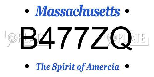 B477ZQ Massachusetts License Plate
