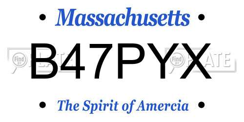 B47PYX Massachusetts License Plate