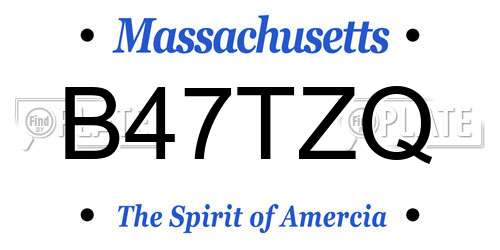 B47TZQ Massachusetts License Plate