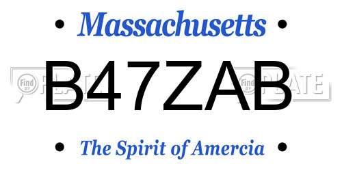 B47ZAB Massachusetts License Plate