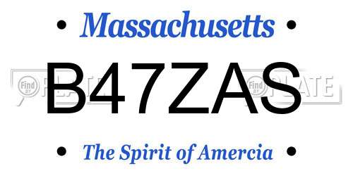 B47ZAS Massachusetts License Plate