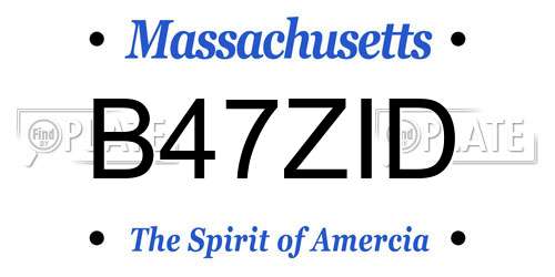 B47ZID Massachusetts License Plate