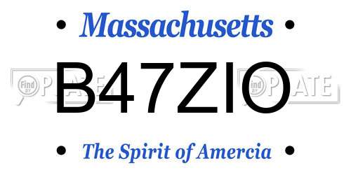 B47ZIO Massachusetts License Plate