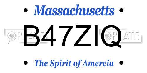 B47ZIQ Massachusetts License Plate
