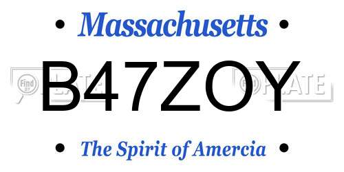 B47ZOY Massachusetts License Plate