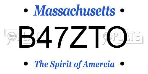 B47ZTO Massachusetts License Plate
