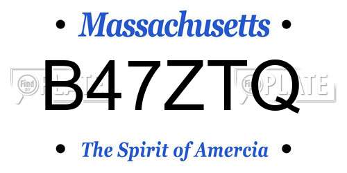 B47ZTQ Massachusetts License Plate
