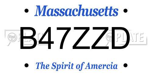 B47ZZD Massachusetts License Plate