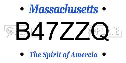 B47ZZQ Massachusetts License Plate
