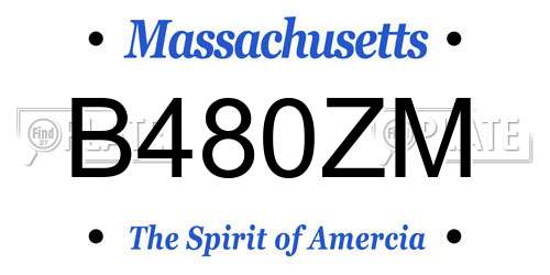 B480ZM Massachusetts License Plate
