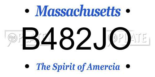 B482JO Massachusetts License Plate
